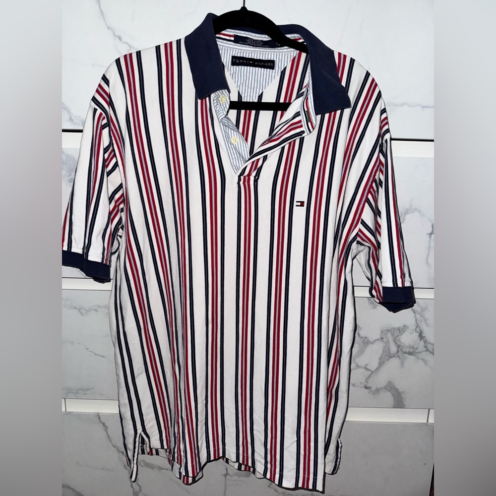 Tommy Hilfiger oversized distressed, vintage collared shirt